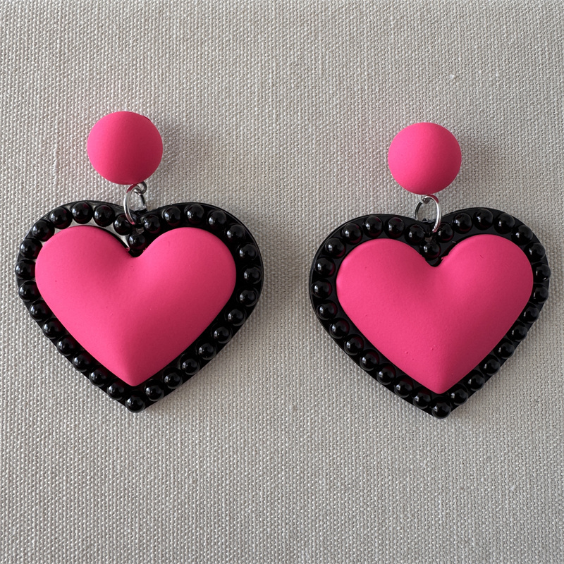 

Chic Oversized Heart-shaped Dangle Earrings - Vibrant Colors, & Valentine's Day Wear, Novelty Earrings