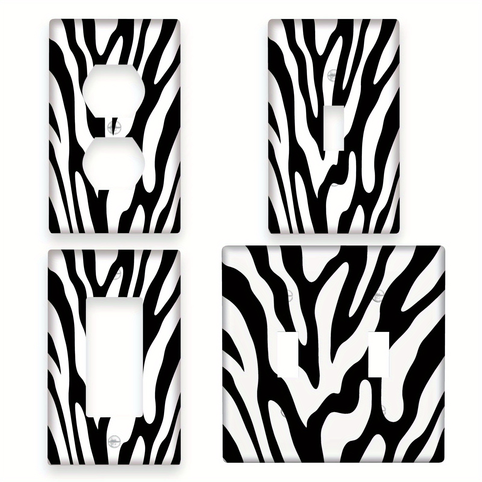 

1pc Zebra Print Wall Switch Plate Cover, Unbreakable Polycarbonate, 1-gang/2-gang, Decorative Light Switch & Outlet Cover, No Electricity Needed, Easy To Clean, For Decor