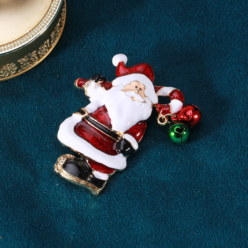 esshpule festive santa claus enamel pin christmas bell brooch for holiday outfits details 5