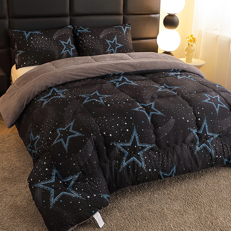 Image of 1pc Extra Warm Luxury Plush Comforter Queen Size, Heavy Weight & Winter Fuzzy Fleece Thermal Blanket, Soft Light Beige Bedding, Machine Washable Polyester Quilted Duvet Insert