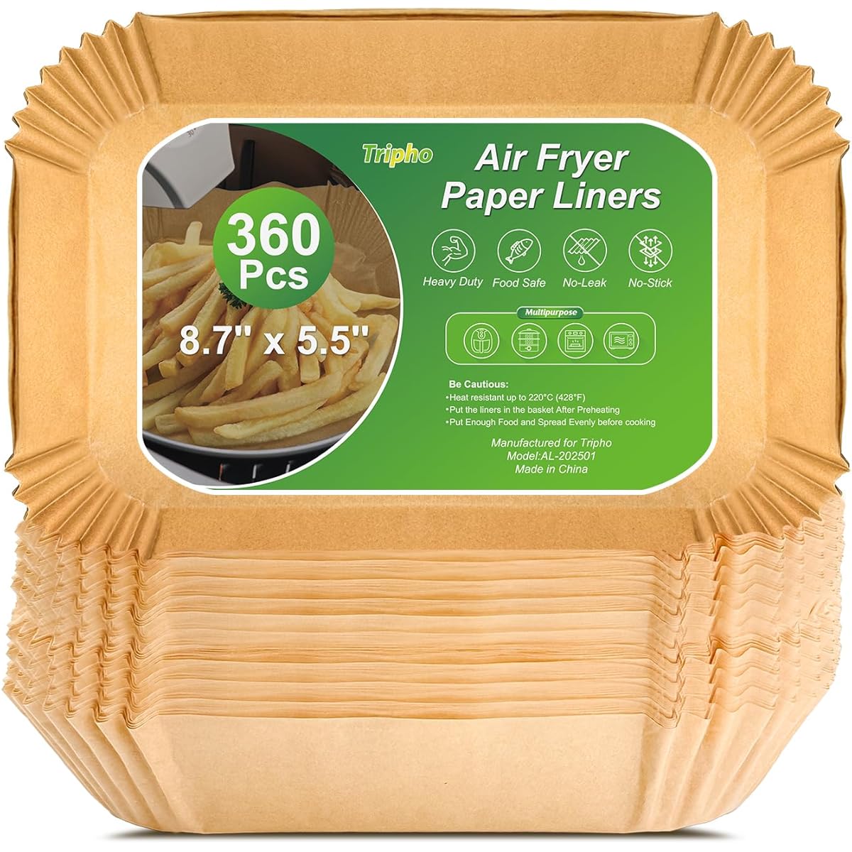360pcs 8. 7 x 5. 5 unbleached heavy duty air fryer paper liners disposable,   & non-leak parchment paper liners for airfryer basket, deep fryer parts & accessories, air fryer liners non stick, special paper for airfryer, air fryer  , cooking accessories, kitchen essentials, disposable liners, nonstick design, leakproof liner,   liner, baking liners, meal preppers, home cooks Product details 1