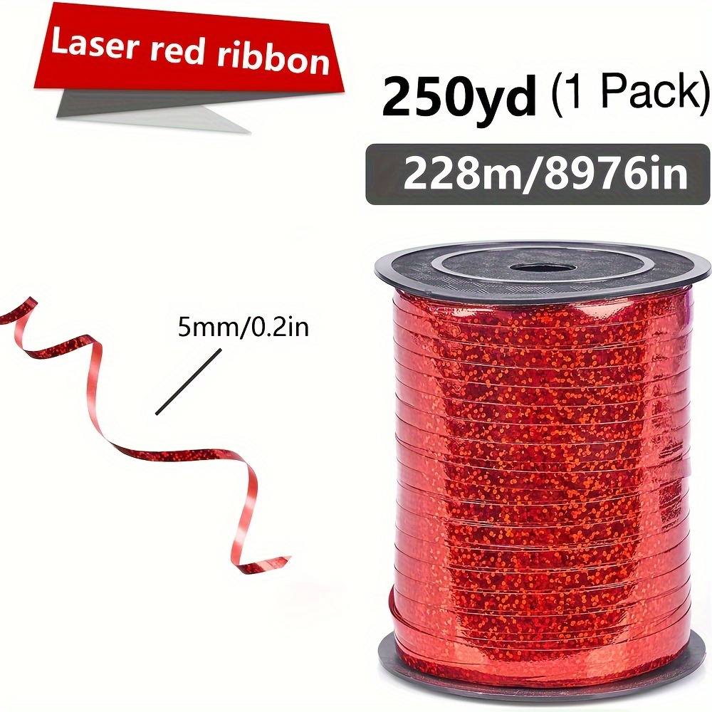228.6 Meter Laser Ribbon And Gift Wrap Ribbon, Perfect For Holidays, Balloons, And Decorations (1 Roll), Christmas Ribbon