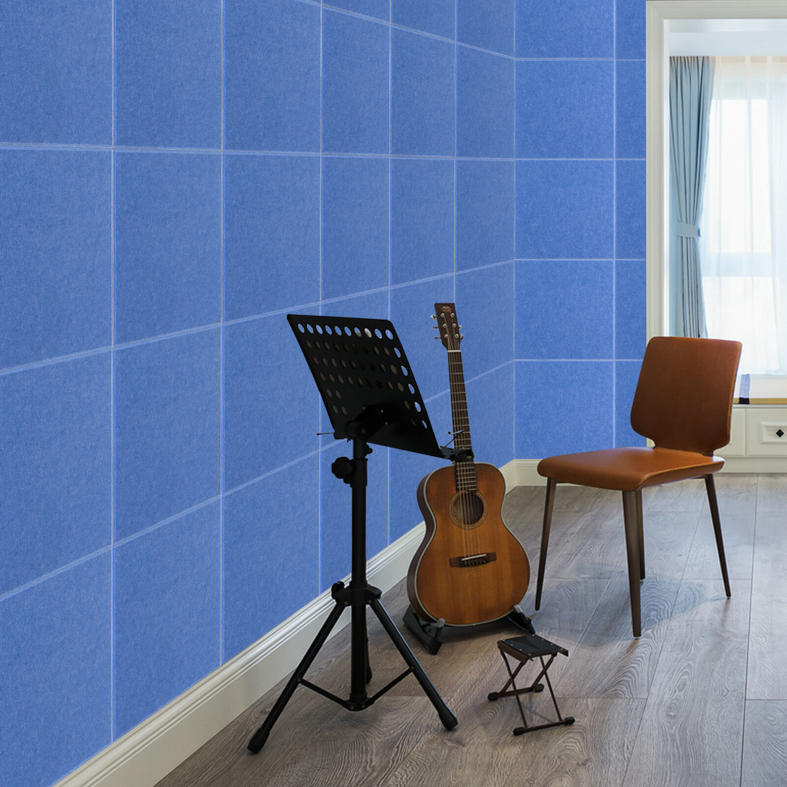TEMU Acoustic Foam Panels, 9mm Polyester Fiber Acoustic Panels 18 Pack Blue, Sound Absorbing Panels For Wall, Noise Reduction Acoustic Treatment For