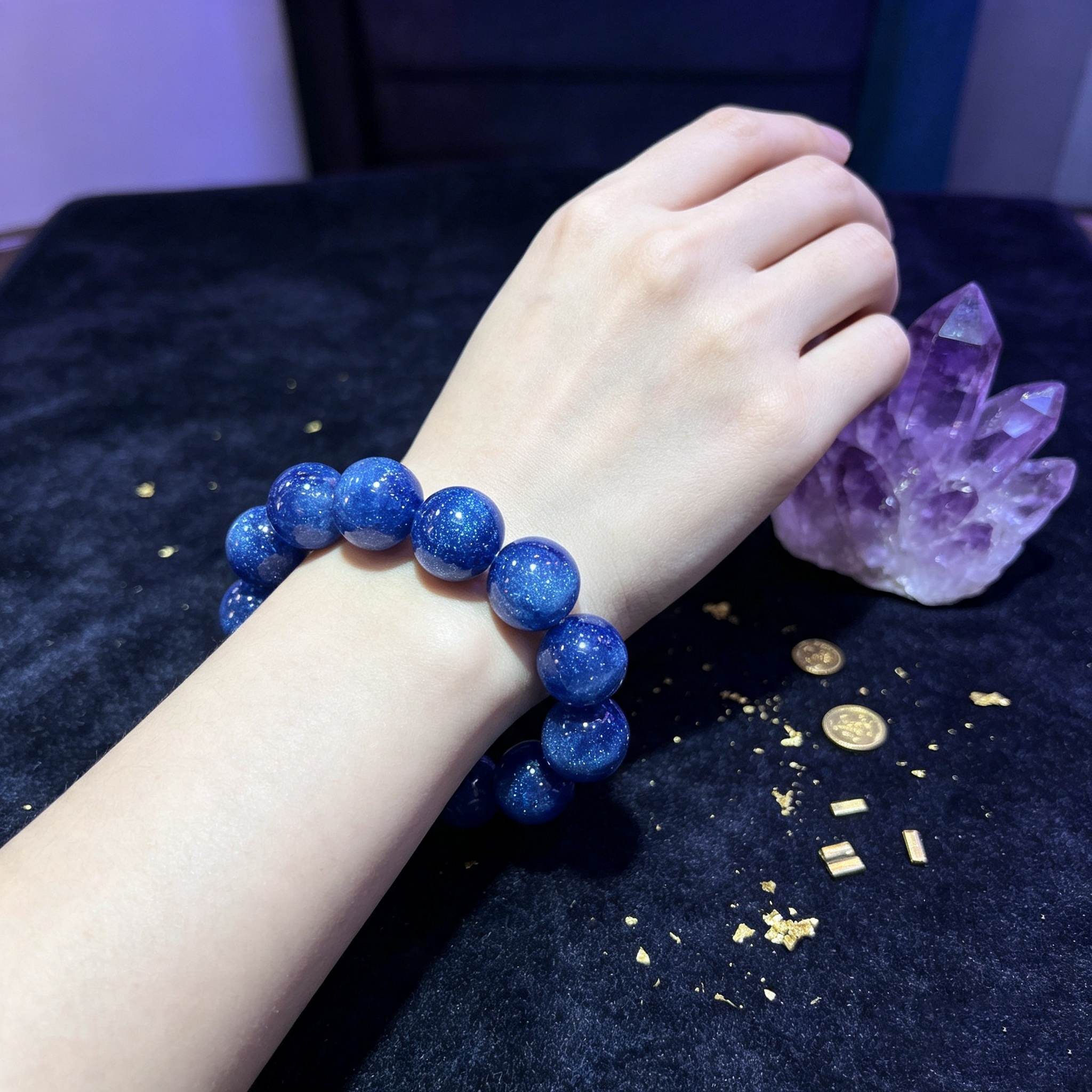 20mm Natural Stone Elastic Bead Bracelet, Handcrafted Design