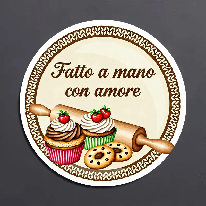 TEMU 160 pz Adesivi Rotondi " a Con Amore" - Etichette Fatte a per Artigianato Lavorato a Maglia, Confezioni Regalo, Etichette per Prodotti da ,