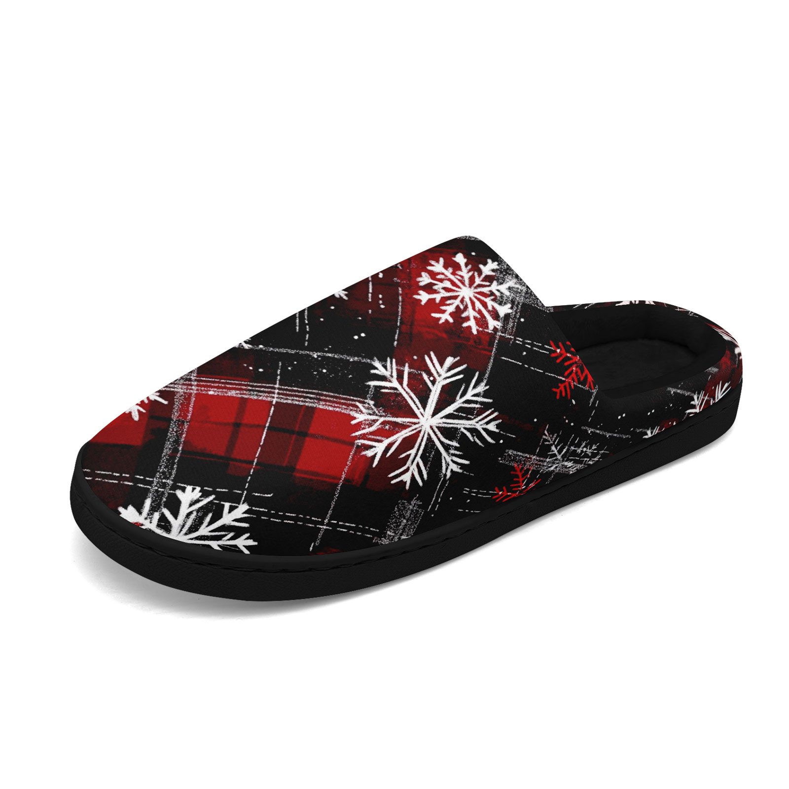 TEMU Trendy Red Snowflake Christmas - Themed Cozy Slippers, Men's Casual Footwear, Comfortable Shoes With Festive And Snowflake Graphic, Fashion-