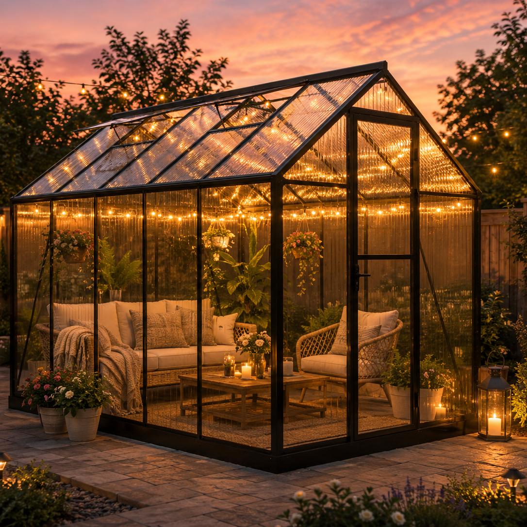 Walk-In Outdoor Garden House with Lockable Swing Door & Roof Vents -   Panel Glazing Suitable for Plants, for Backyard,, Balcony - Ideal for Small-Scale Gardening, Greenhouse Use, Entryway, Garden Houses