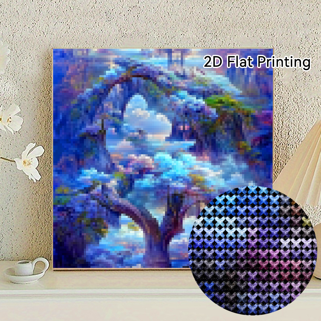 2D Flat Printing Cross Stitch Painting Kit, Thread Art Needlework