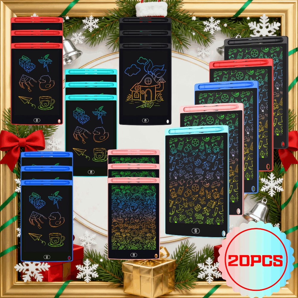 Image of 20pcs Set Of Portable Sketchboards 8.5-inch Screen With Vibrant Colored Lines Highlight Make Your Artwork More Perfect As A Christmas Or Birthday Gift