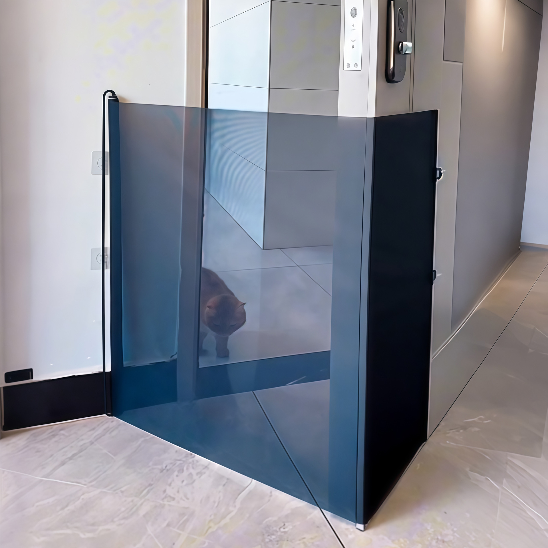 bohrfreies haustier-isolationsnetz, haustierbarriere-tür, katzen-balkonschutznetz, hunde-einziehbarer  , anti-entwichungsnetz für zuhause, automatischer einziehbarer haustier , anti-sprung-trennwand- , tür, katzentür,  -  katzenbarriere-board-kit mit  . einziehbarer   schnell i