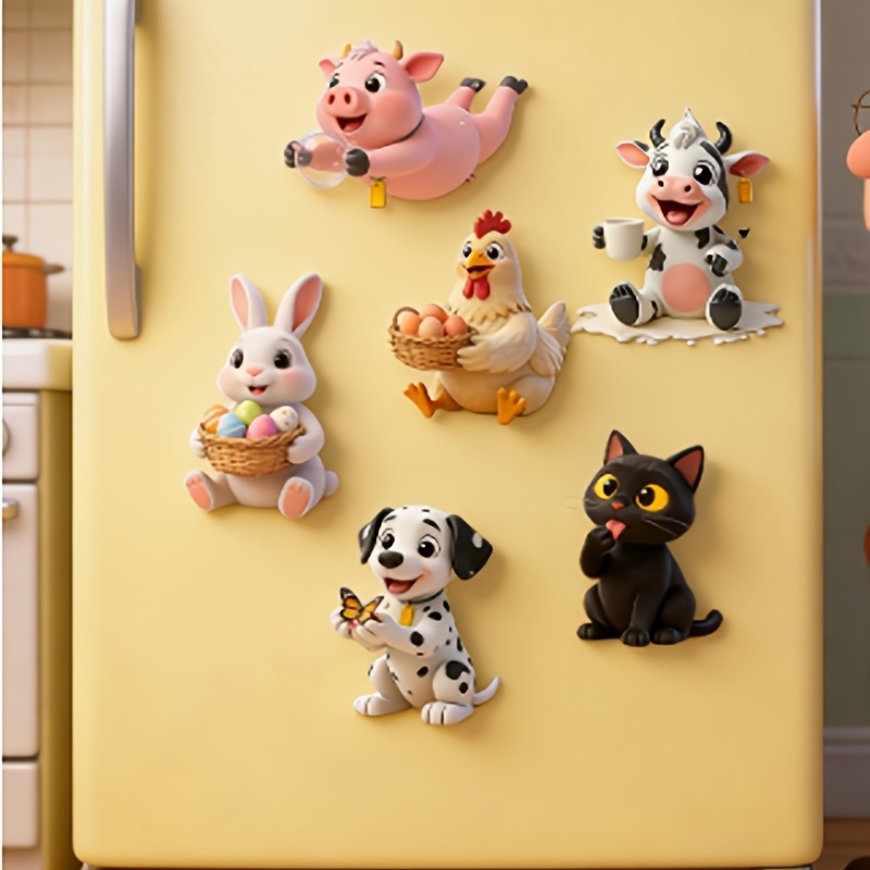Image of 6pcs Cartoon Animal Refrigerator Magnets