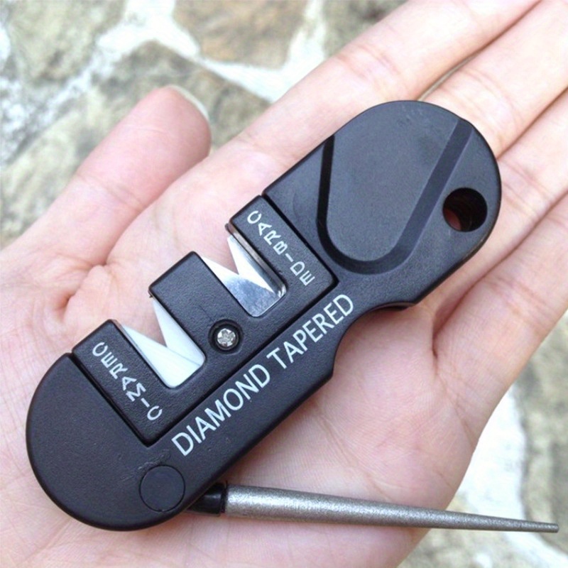Image of 4-in-1 Outdoor Portable Sharpener - Multi Functional Folding Sharpener Stone/sharpener Stick - Stainless Steel Knife Grinding Tool (suitable For Camping/kitchen)