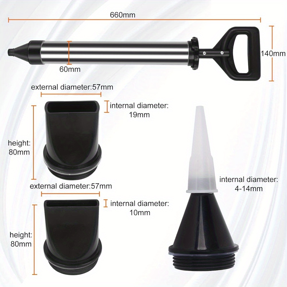 Stainless Steel Grouting Gun Equipped With 6 Nozzles, Mortar Pump, Strong Suction Suitable For Ordinary Mortar