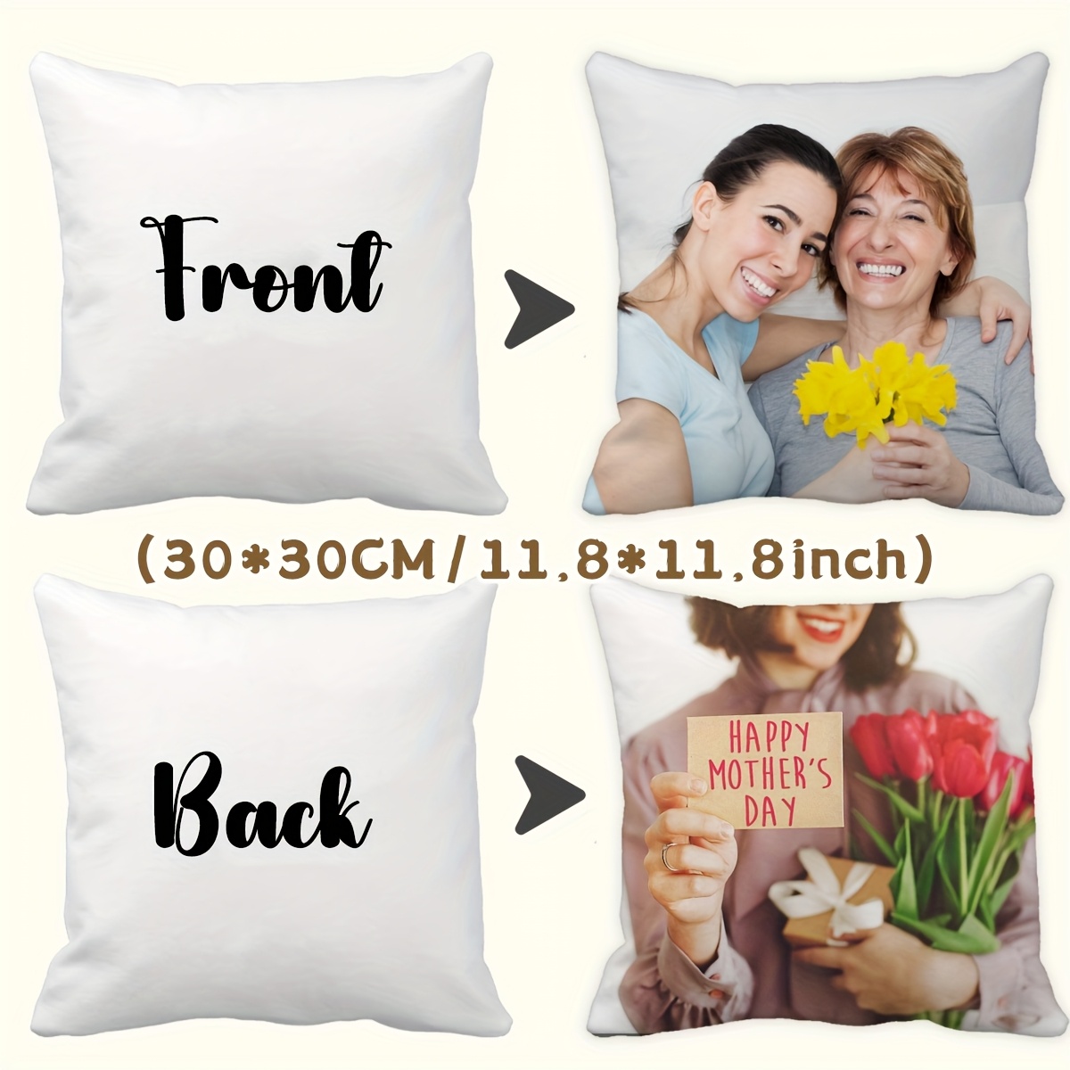 E-shop Personalisierbarer Kissenbezug mit Foto und Text - Individueller Retro-Stil Kissenbezug mit Reißverschluss, maschinenwaschbar, für Wohnzimmer,