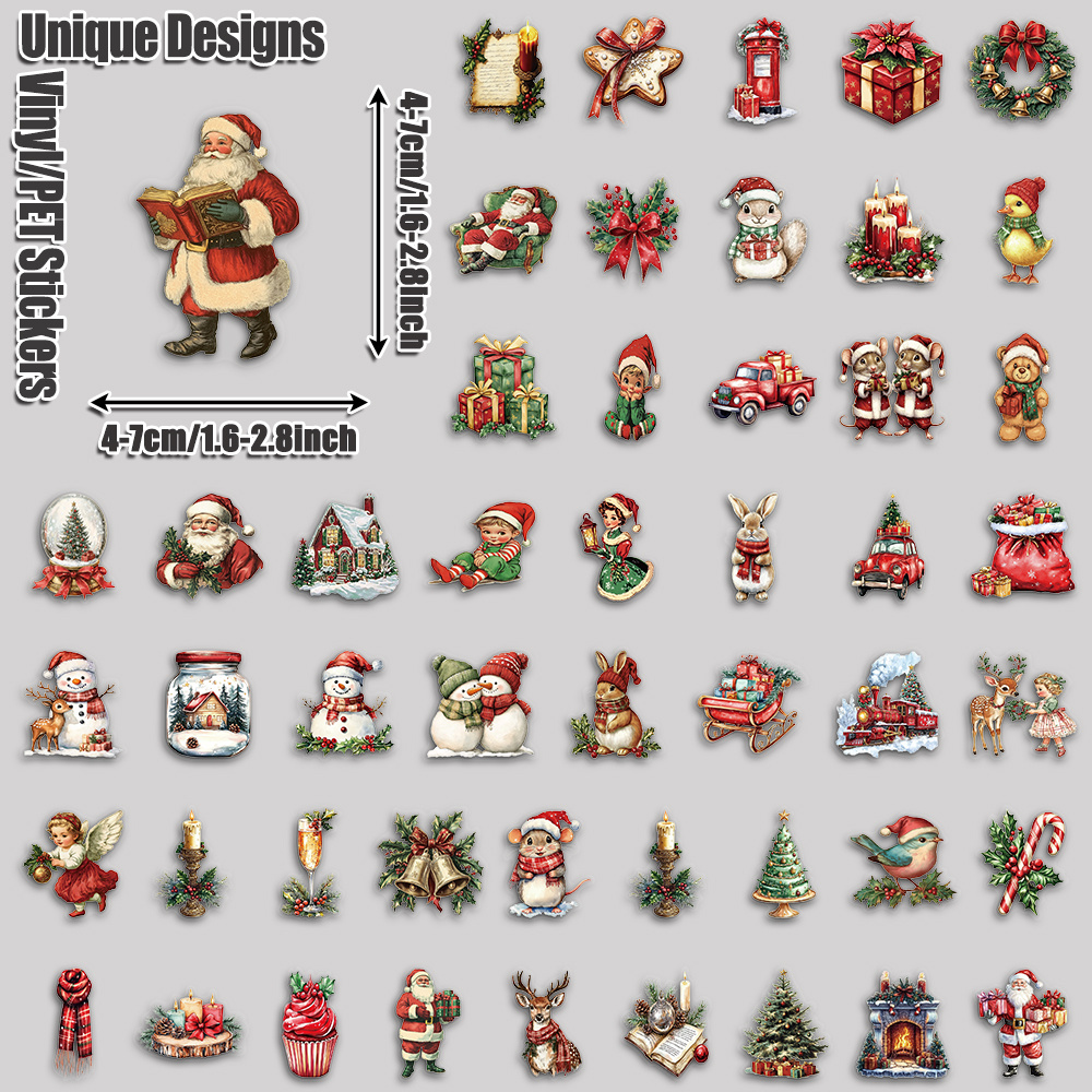 TEMU Lot de 50 autocollants esthétiques de Noël pour tablette, parfaits pour les fêtes, les anniversaires et la décoration intérieure, adaptés pour