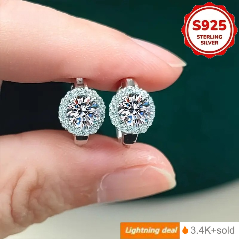 hypoallergenic sunflower moissanite earrings 925 sterling silver   stud earrings for daily   beach party Product details 0