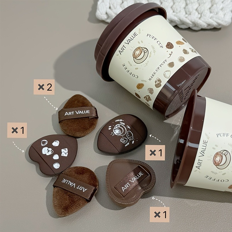 Image of 1pc Coffee Cup Mini, Mini Thumb, Suitable For Foundation, Concealer, Blush, Loose Powder And Other Makeup Setting, Small And Portable, Perfect Base Makeup Tool, In , Suitable For Christmas, Halloween