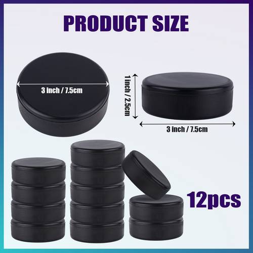 set of 12 professional training hockey pucks measuring 7 5cm by 2 5cm made of soft foam for skill enhancement and indoor training