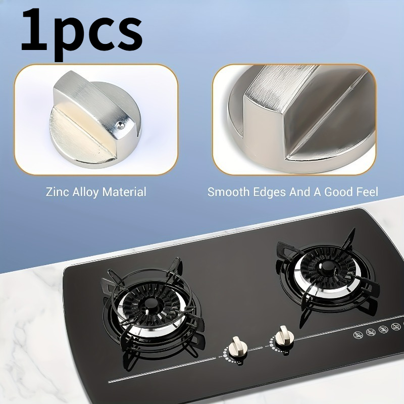 TEMU Universal Metal Gas Stove Knob, 8mm Silvery Switch Dial For Kitchen Cooktop, Oven And Range - Alloy Replacement