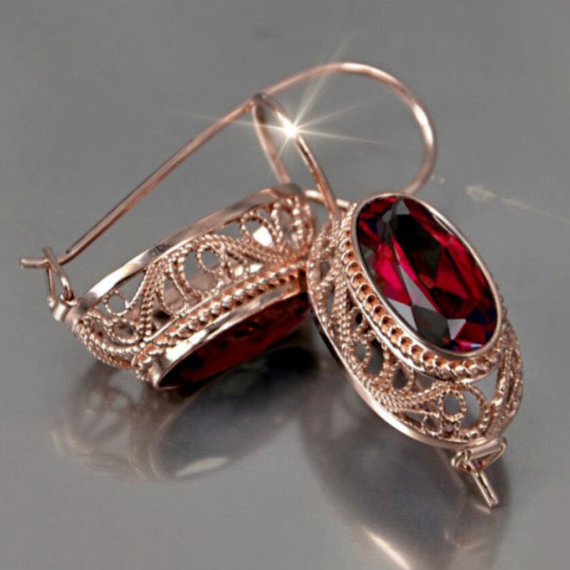 TEMU 1 Pair Readkiss Vintage Hoop Earrings With Oval Synthetic Synthetic Cubic Zirconiaia - Birthstone Jewelry Suitable For Parties, Weddings, Daily Wear - Elegant Gift, For Teenager
