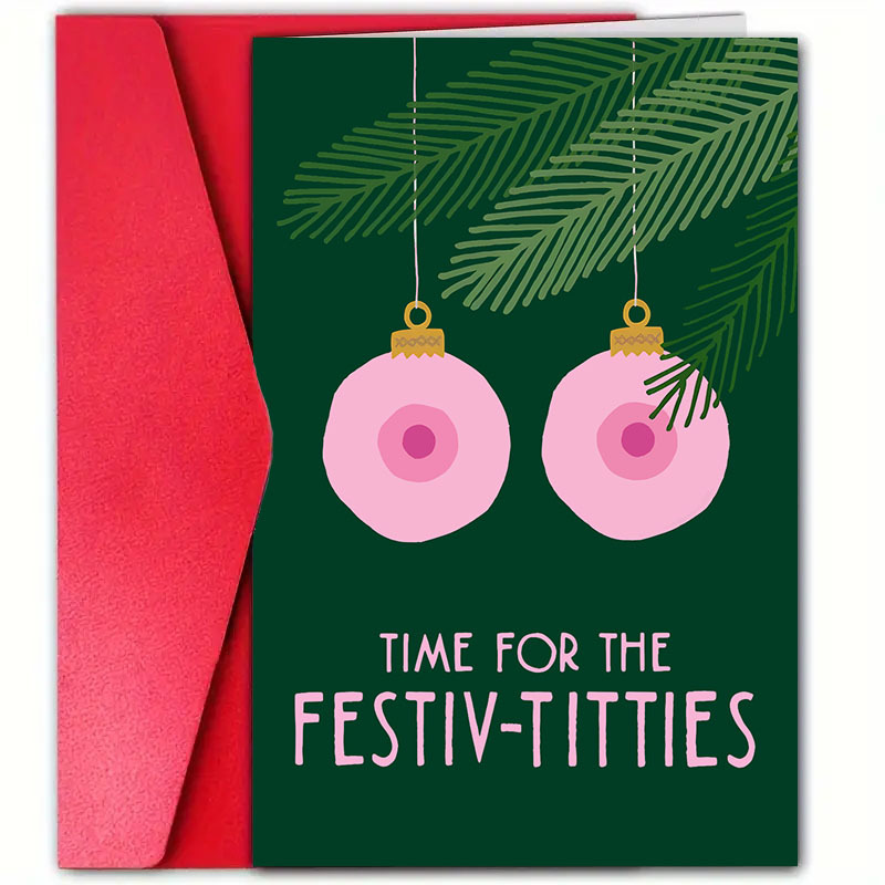 

1pc Christmas Greeting Card With Envelope, 12cm*18cm, Humorous " The -" Design, Suitable For , High-quality Paper Material, Universal Holiday Wishes