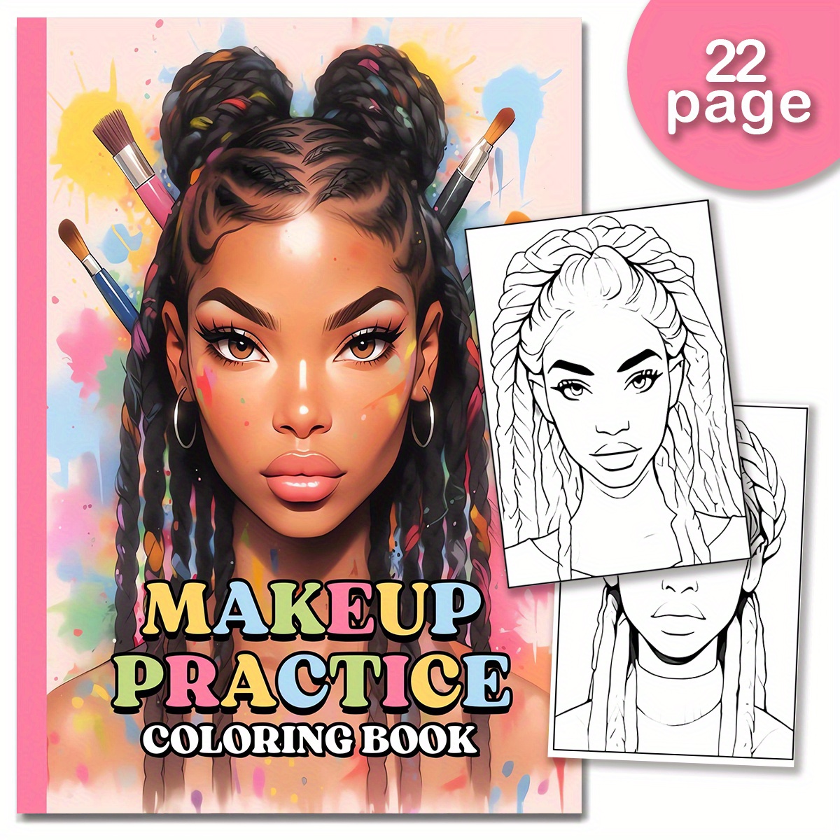 

Deluxe Makeup Practice Coloring Book - 22 Pages, Unique Cover Design, Teens & Adults | Ideal Gift For Valentine's, Christmas, Halloween, New Year,