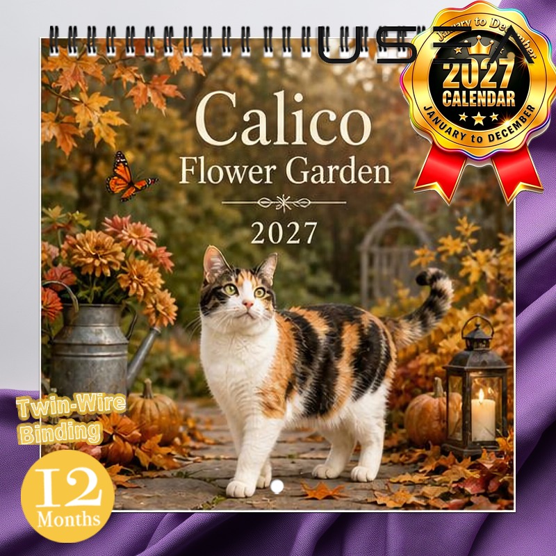TEMU Calendrier mural 2027, Calendrier mural chat calico automne 2027, Planificateur suspendu 12 mois avec double armature, Décoration de ferme,