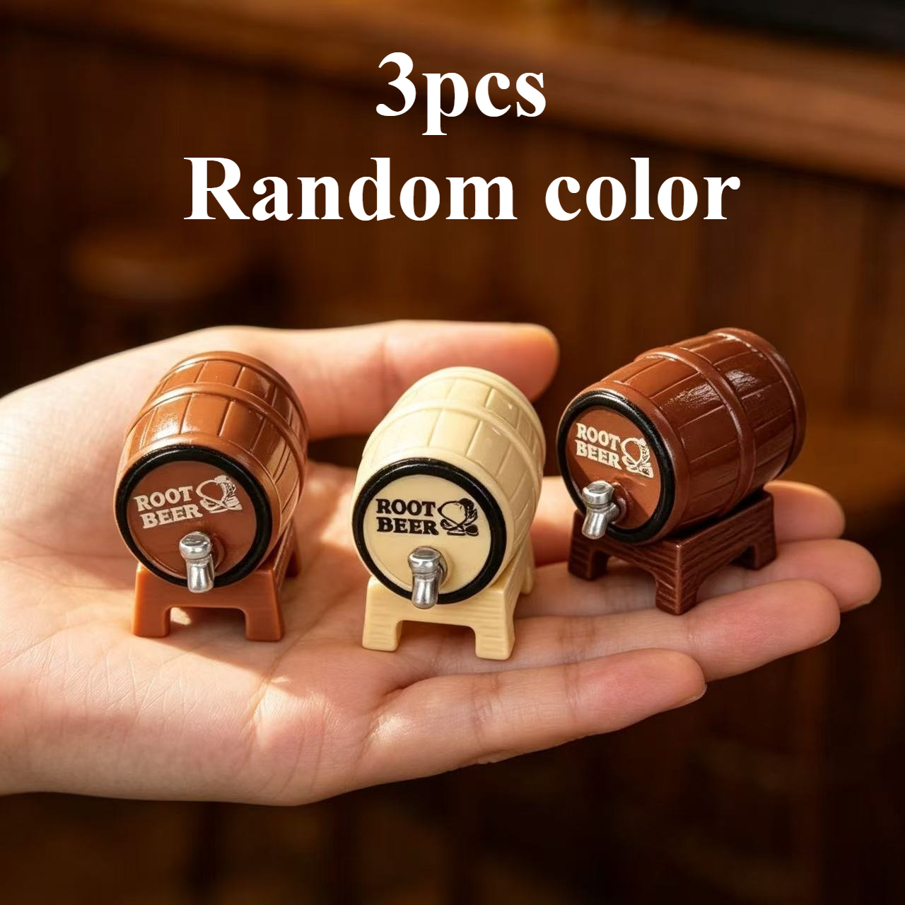 Image of 3pcs Set, Random Colors, Simulation Mini Beer , Dollhouse Decoration, Horizontal Homemade Red Wine Model With Faucet, Resin Material, Micro Scene Shooting Props