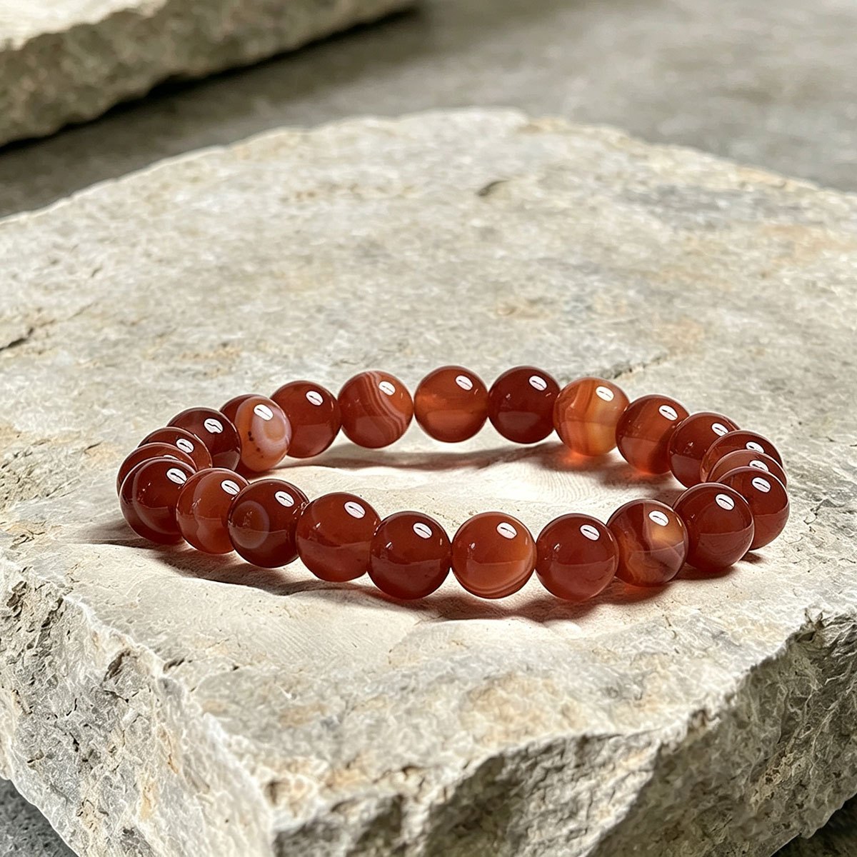 Elegant Carnelian Bead Bracelet, Natural Stone Jewelry