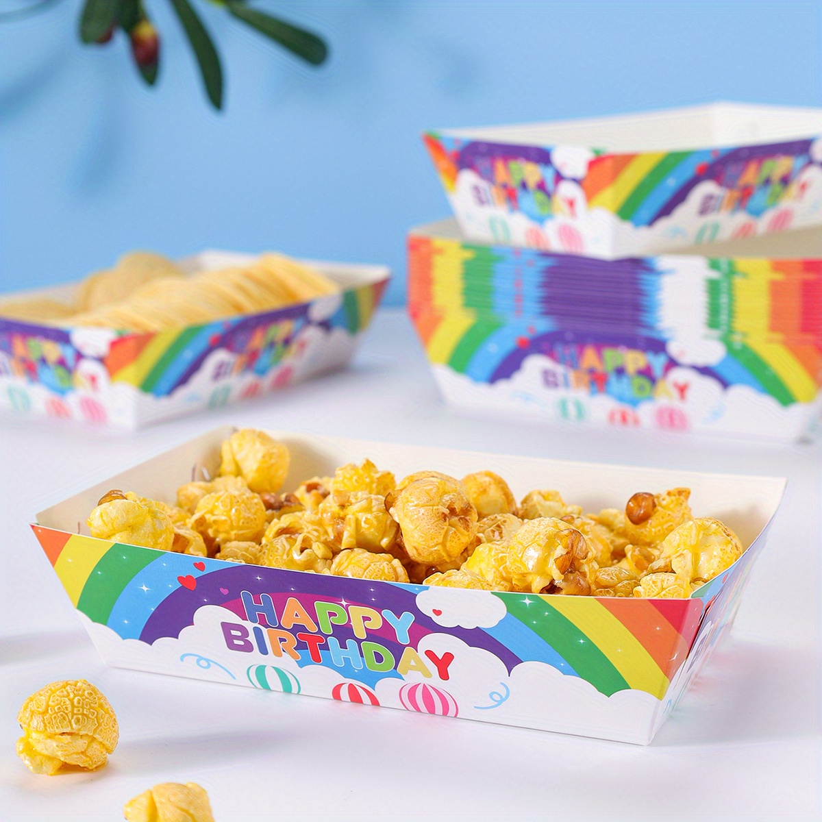 10/ stück regenbogen happy birthday popcorn boxen bunte