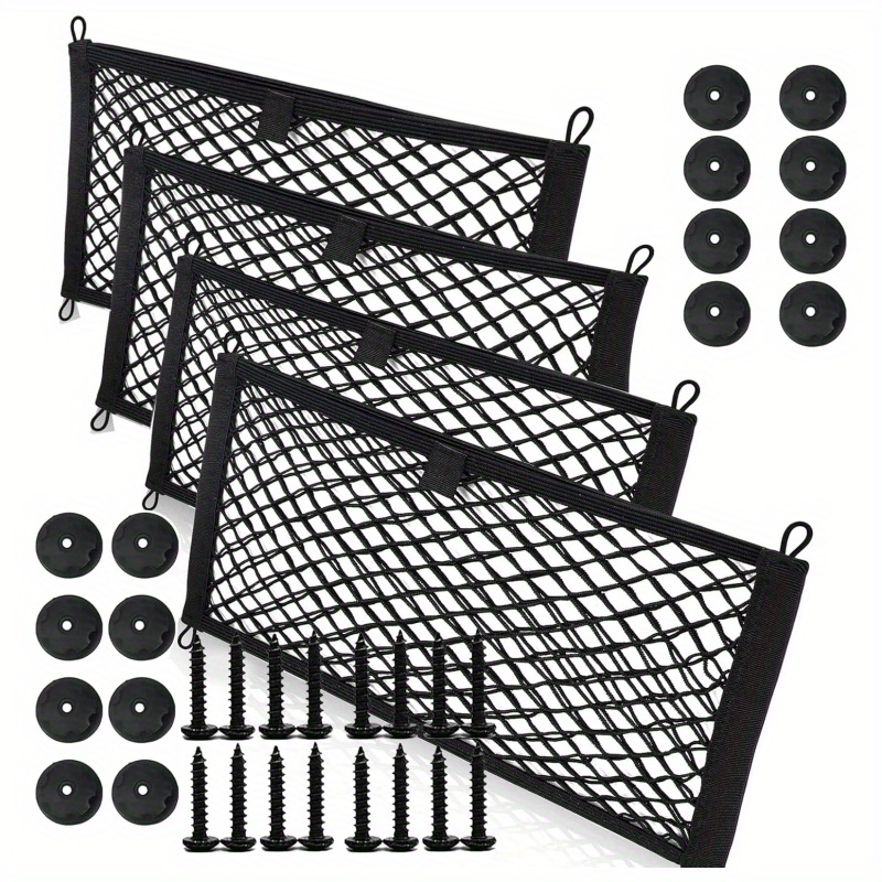 Image of 4pcs Double Layer Elastic Storage Net(23.6 * 9.8inch), Car Storage Net Bag, Nylon Net Double Layer Elastic, Campervan Storage Storage Net, For Car Motorhome Boat Truck Bed Or Trunk