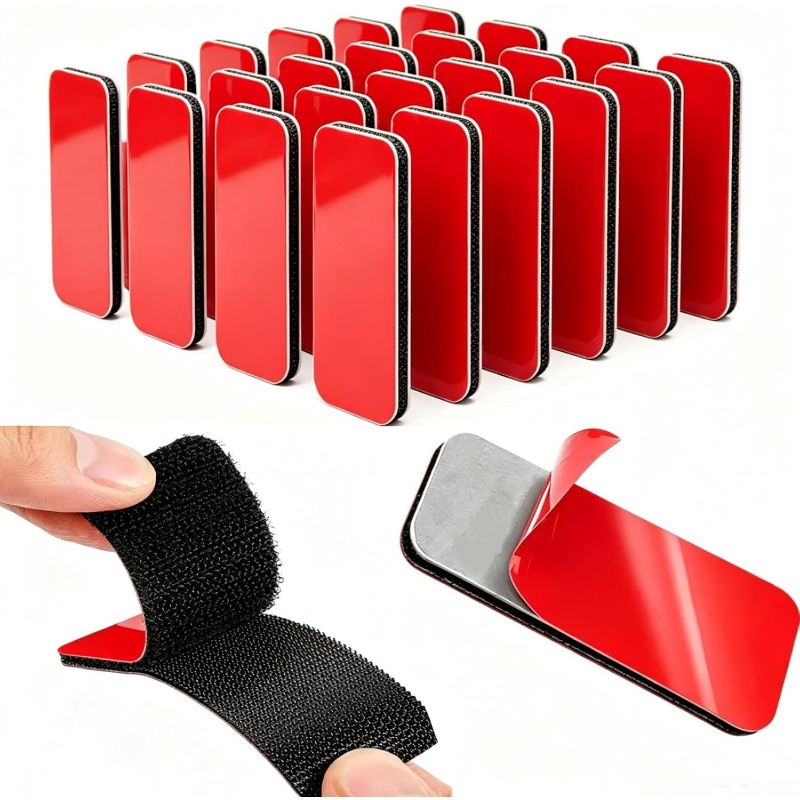 TEMU Heavy Duty Adhesive Strips 20 Sets, 8x3 Cm Nylon Fastener Tape, Heat Resistant Up To 110 °c, Removable Reusable No Drill No Residue, For Garage