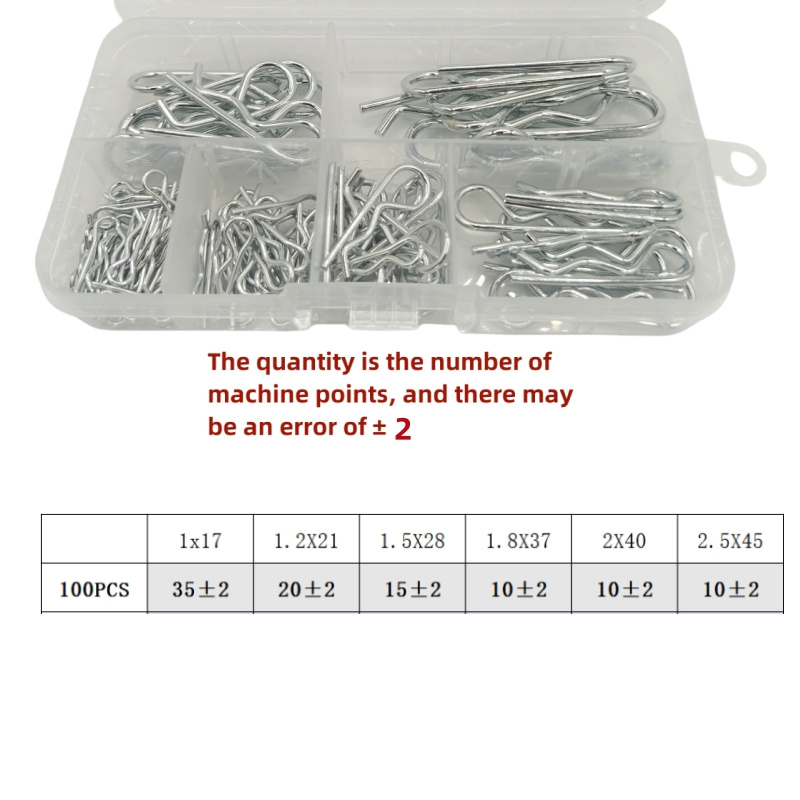 Image of 100/300pcs Heavy Duty Plated Cotter Pin Assortment - 6 Sizes, For Automotive, Lawn Mower, Truck And Small Engine Safety Nuts And Bolts