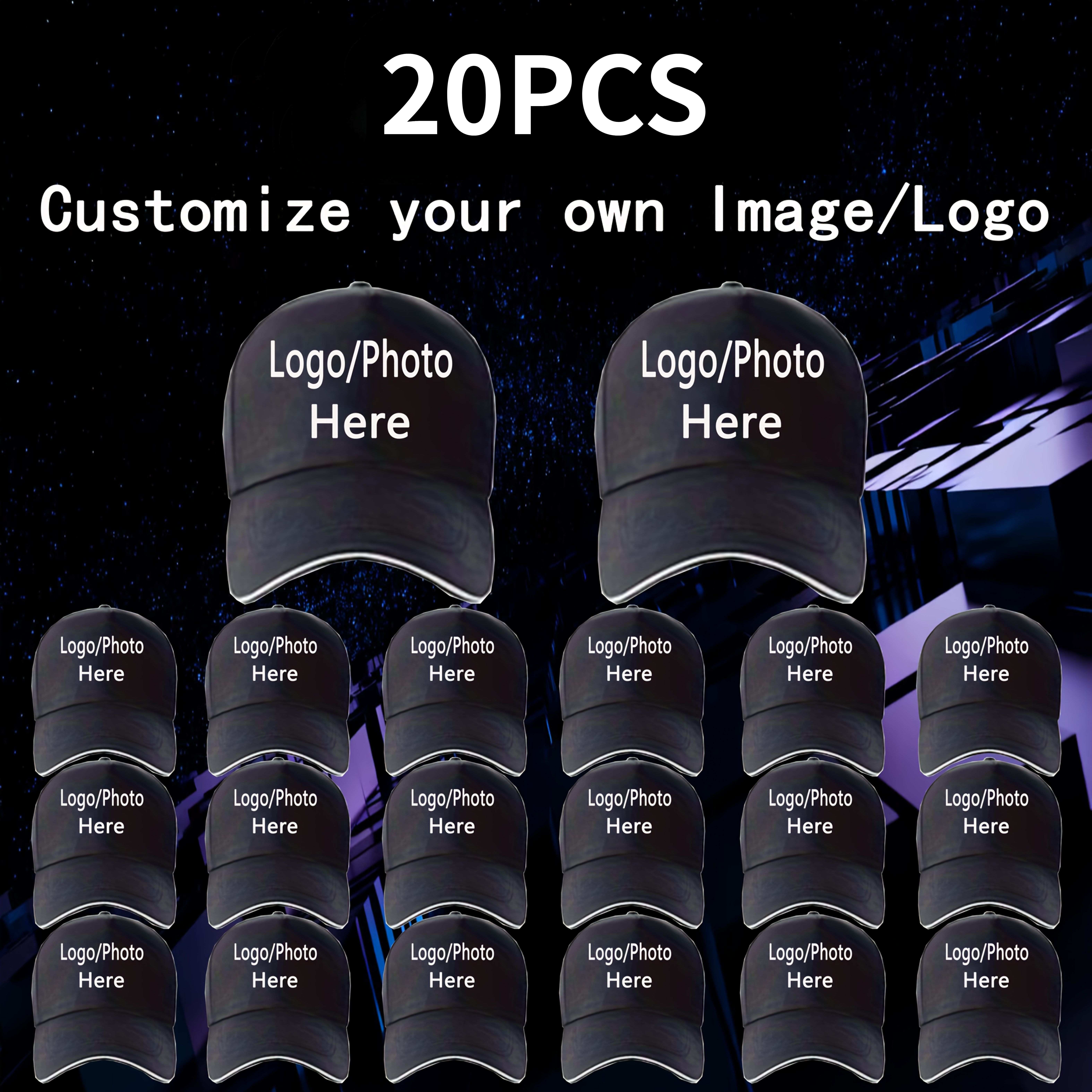 TEMU Gorra de béisbol personalizable de 20 piezas - Diseño transpirable y , admite personalización de texto, fotos/patrones, 100% fibra de poliéster,