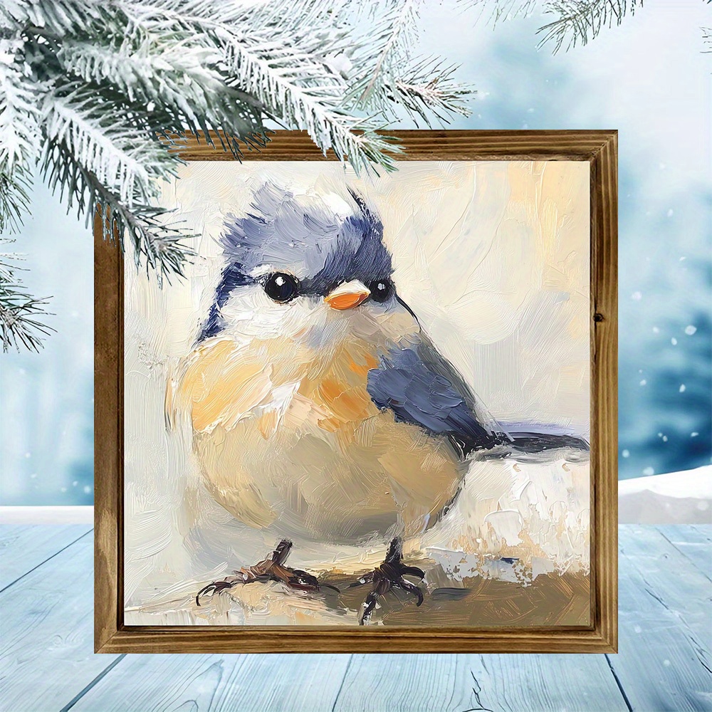 

Rustic Blue Gray Bird - 8x8" Wooden Sign, Decor For , Lightweight & No Power Needed
