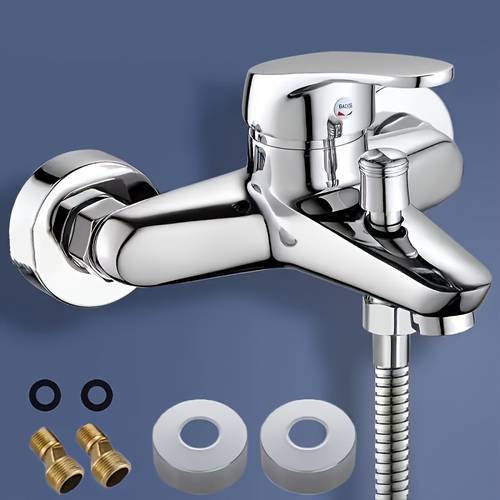 chrome plated 201 stainless steel bathtub shower faucet with 3 way diverter center set mixing polished shower tub faucet suitable for bathrooms no electricity required easy diy installation with included accessories