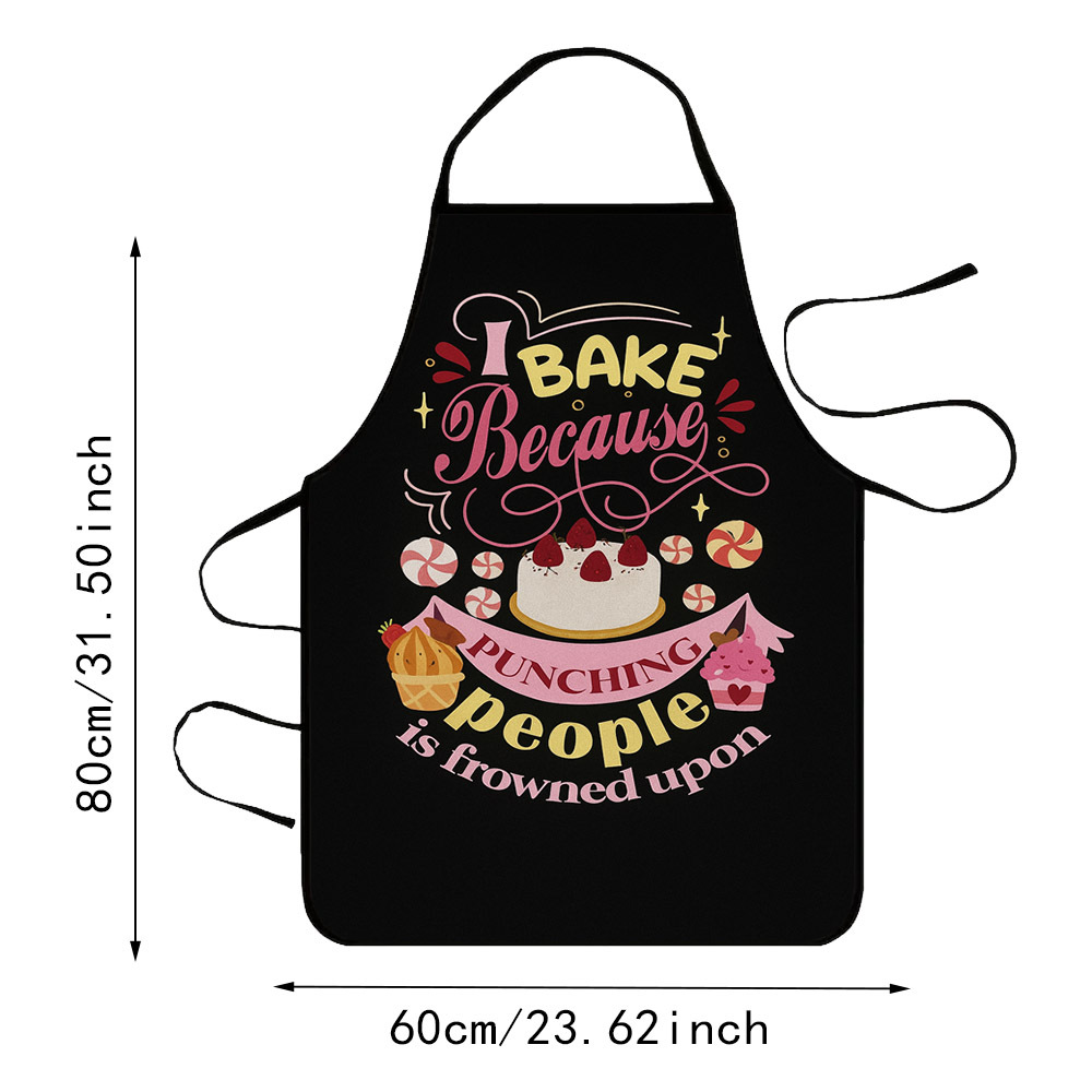 TEMU 1pc Baking Enthusiast Apron, Punching People Is Frowned Apron, Suitable For Parties Kitchens, Unisex Kitchen Apron, Suitable For Cooking And Baking