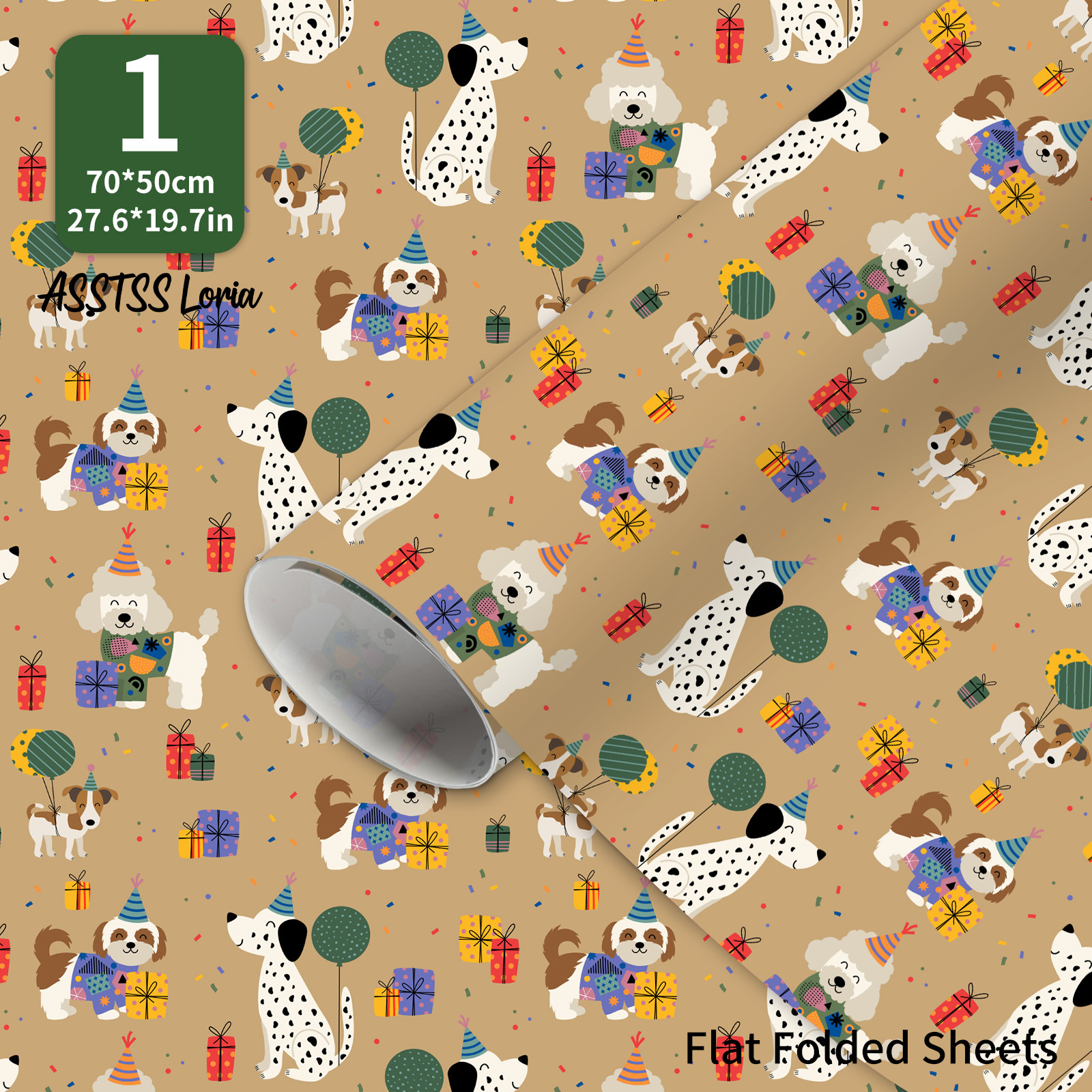 TEMU 1 Sheet Asstss Large Roll Wrapping Paper Suitable For Birthdays, Graduation, Parties - 20x28" With 105gsm Thick Paper, High-definition Aesthetic