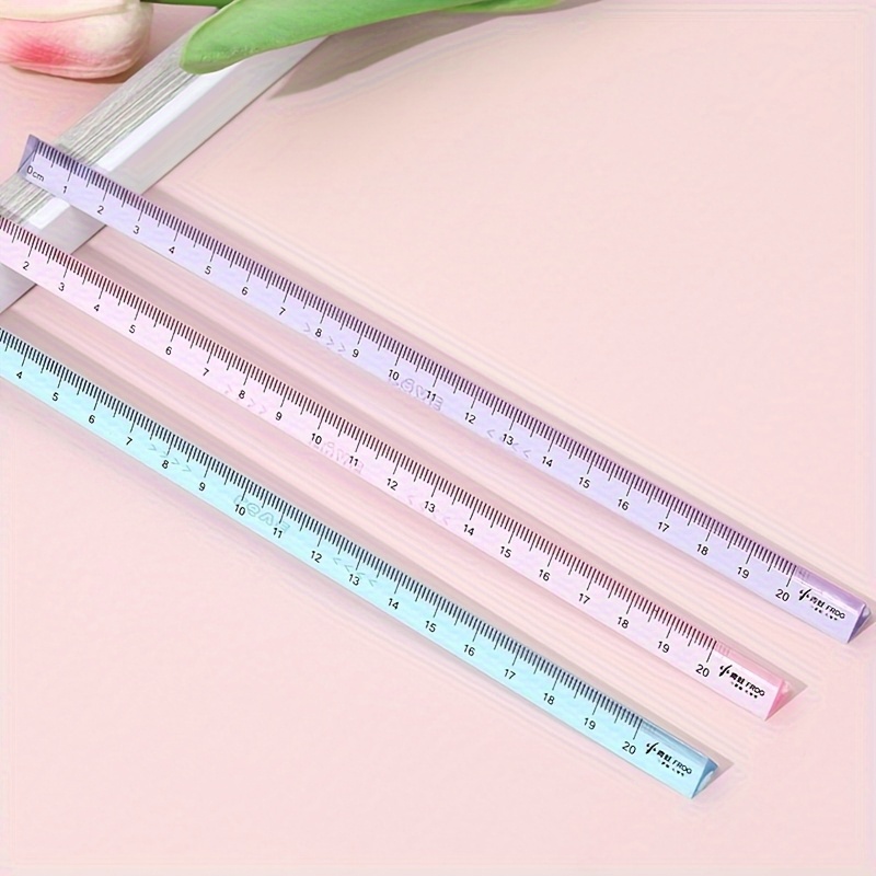 Set Of 3, Assorted Color Triangular Rulers For Measurement, Ideal For Drawing And Exams - Educational Office Supplies - Made From Durable, High-definition Glossy Material