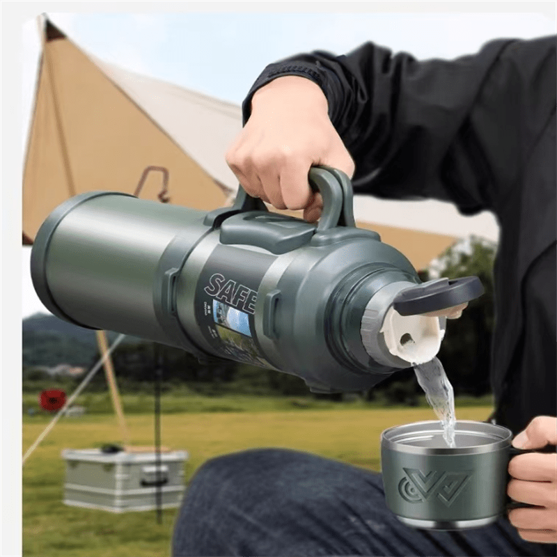 Image of Large Capacity Vacuum Bottle With Handle, Wide Mouth With Leak- Proof Lid Drinks Hot Or Cold While Traveling, Insulated Stainless Steel Insulated Bottle For Outdoor, Camping, Car