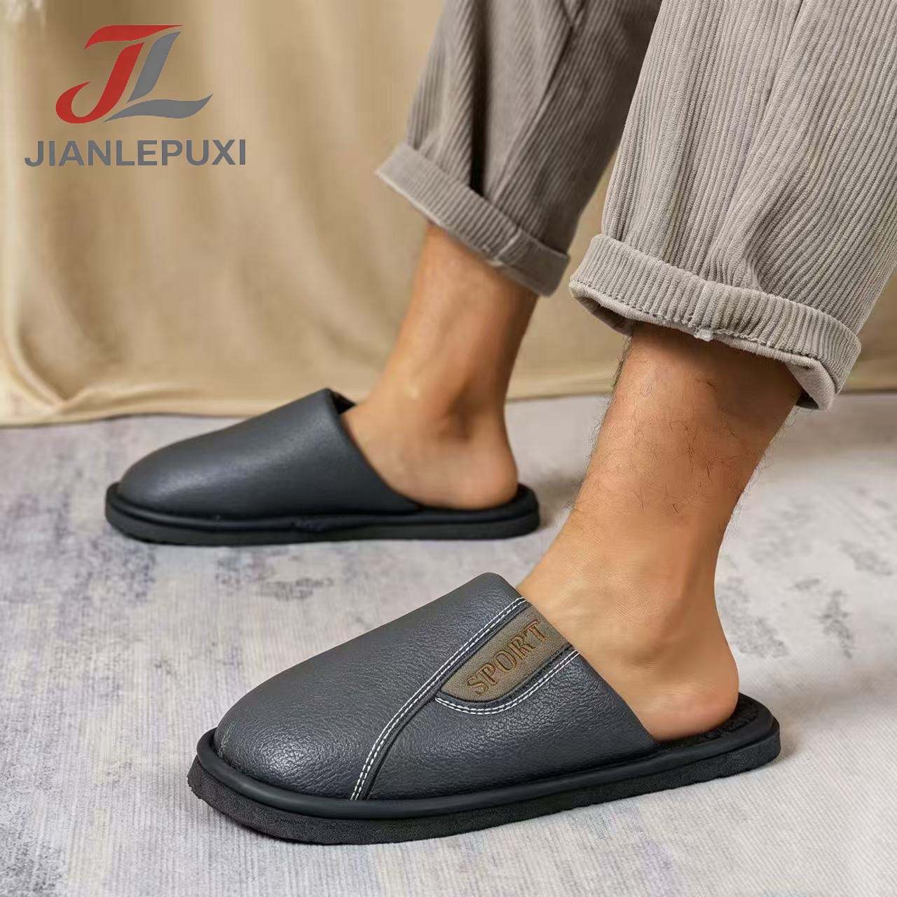 Image of New Fashionable High Quality Plush Slippers, Comfortable Indoor House Slippers, -sole Non-slip, Warm Autumn/ Slippers