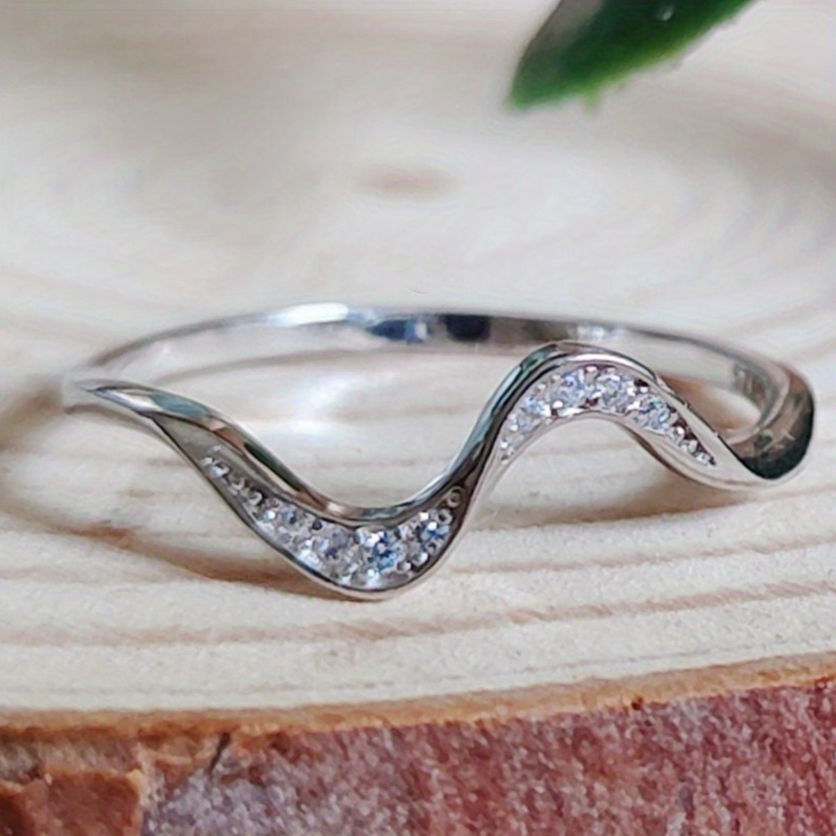 Women's Plated Wave Thin Stackable Ring, Minimalist