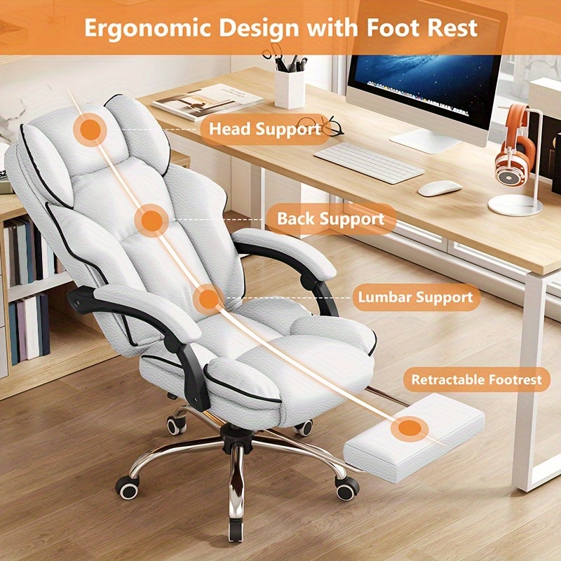 Silla de jefe de cuero marrón con función de reclinar, silla de estudio, silla giratoria de computadora para el hogar con atmósfera navideña, silla de computadora con reposabrazos extendible, diseño ergonómico de respaldo, silla de escritorio ejecutiva. Silla cómoda para el hogar y el trabajo. Solo para exteriores. - Imagen 8