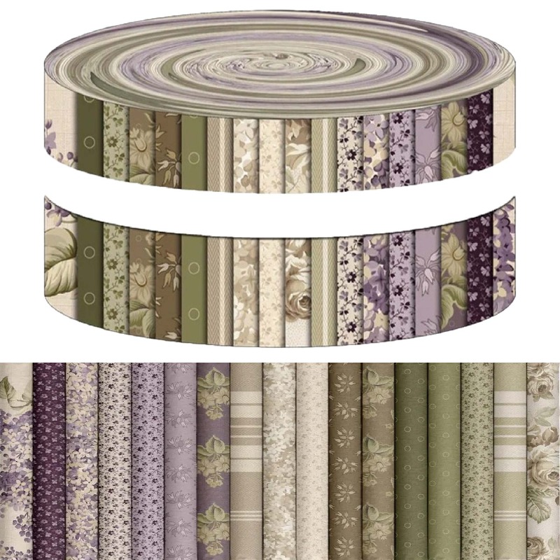 TEMU 39pcs 6.5 X 50cm (2.55 X 19.7in) Purple Floral Pattern Pre-cut Quilting Fabrics, Sewing Material Pack, Suitable For Hand Sewing, Quilting, Doll