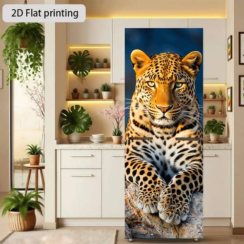 öğe resmi 1 adet leopar kayalık duvar stickerı, kendinden yapışkanlı duvar kağıdı, dolaplar ve gardıroplar i̇çin uygun, modern mutfak ev dekor stickerı, buzdolabı stickerı, 60×180 cm