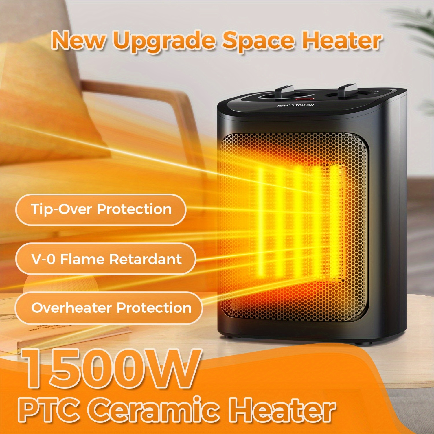 

Portable Ceramic Space Heater For Indoor Use With Thermostat, 1500w Space Heater, Safe And Quiet Ceramic Heater Fan, Small Heater With Multiple For Bedroom, Room