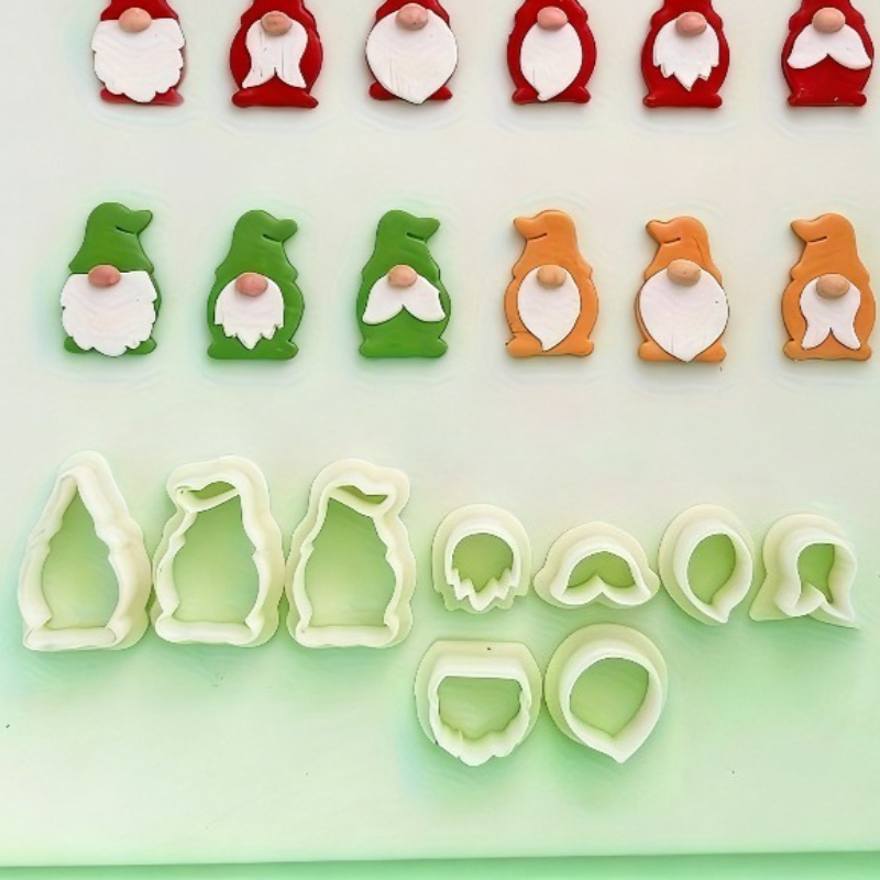 TEMU Set Of 9 Beautiful Clay Cutting Molds Shaped Like Santa Claus, Perfect For Earrings And Pendants For The Christmas Season