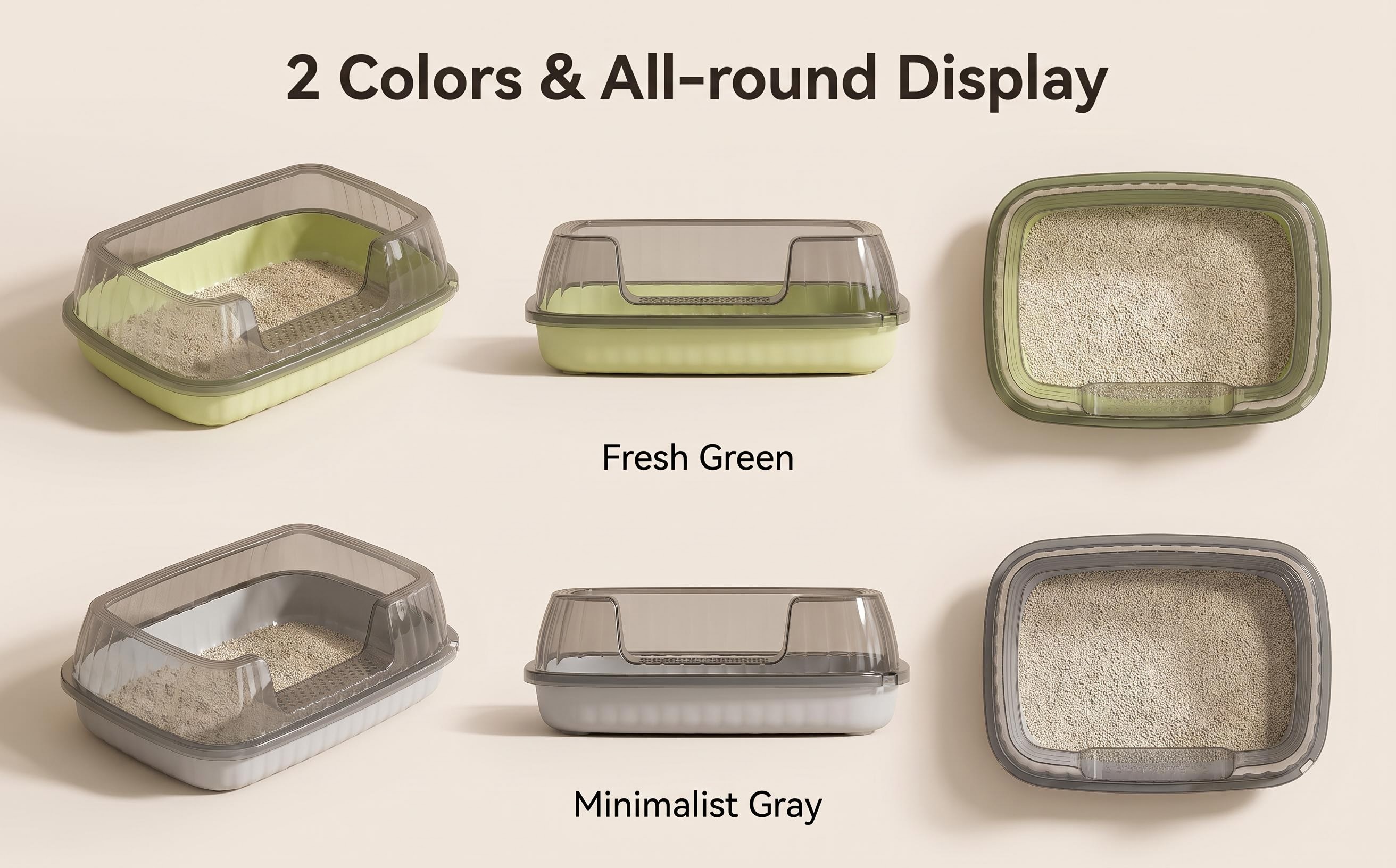 high quality   litter box for kittens medium cats multi cat use curved anti splash rim semi transparent litter tray with scoop low tracking non   clean for small apartments Product details 3