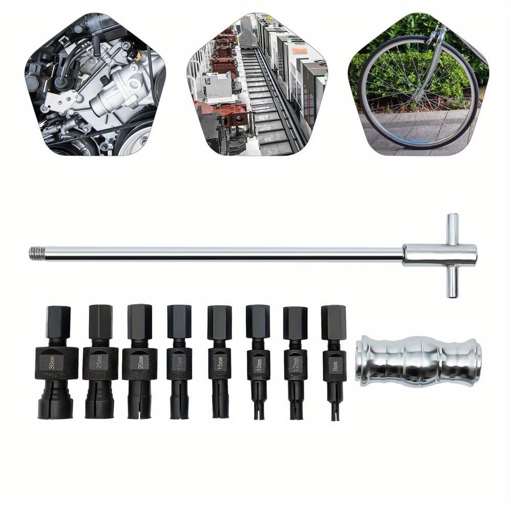 TEMU Bottom Bearing Puller Set Inner Puller, Ball Bearing Puller With Sliding Hammer 9-piece Bottom Bracket Extractor Set, Inner Puller, Ball Bearing