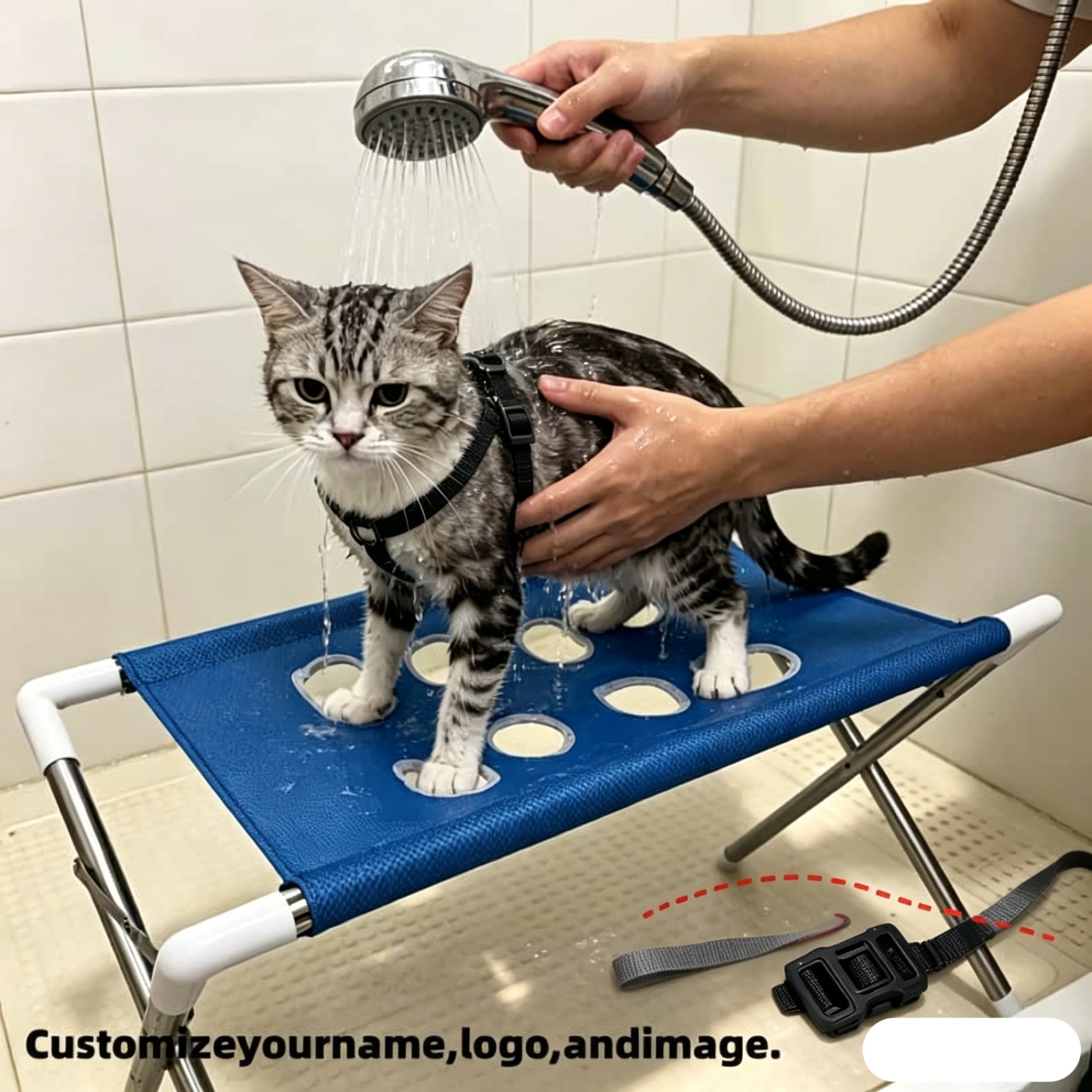 Xiaopet Foldable Pet Washing Stand with Quick-Drain Mesh Bathing System